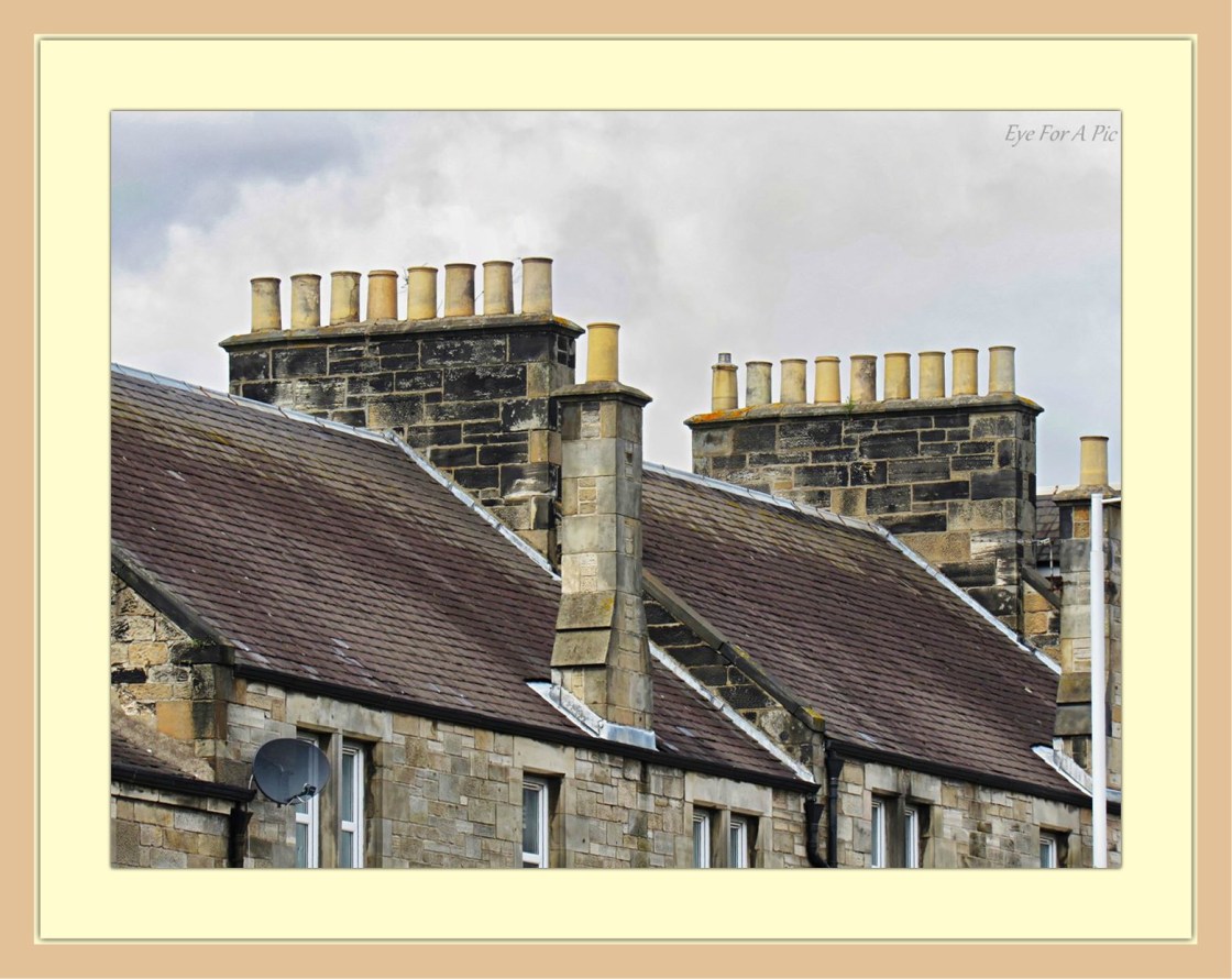 Framed Colour Version of the St Clair Street Chimneys, in Kirkcaldy